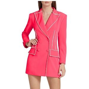 Christian Cowan Crystal Embellished Blazer Dress Long Sleeve Pink Fuschia Sz 2